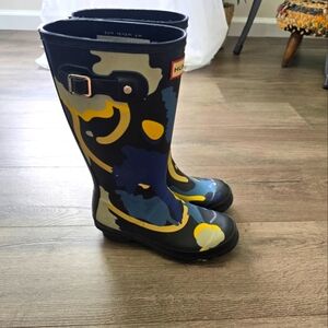 Hunter Tall Rockpool Camo Wellies Big Girl Size 2B